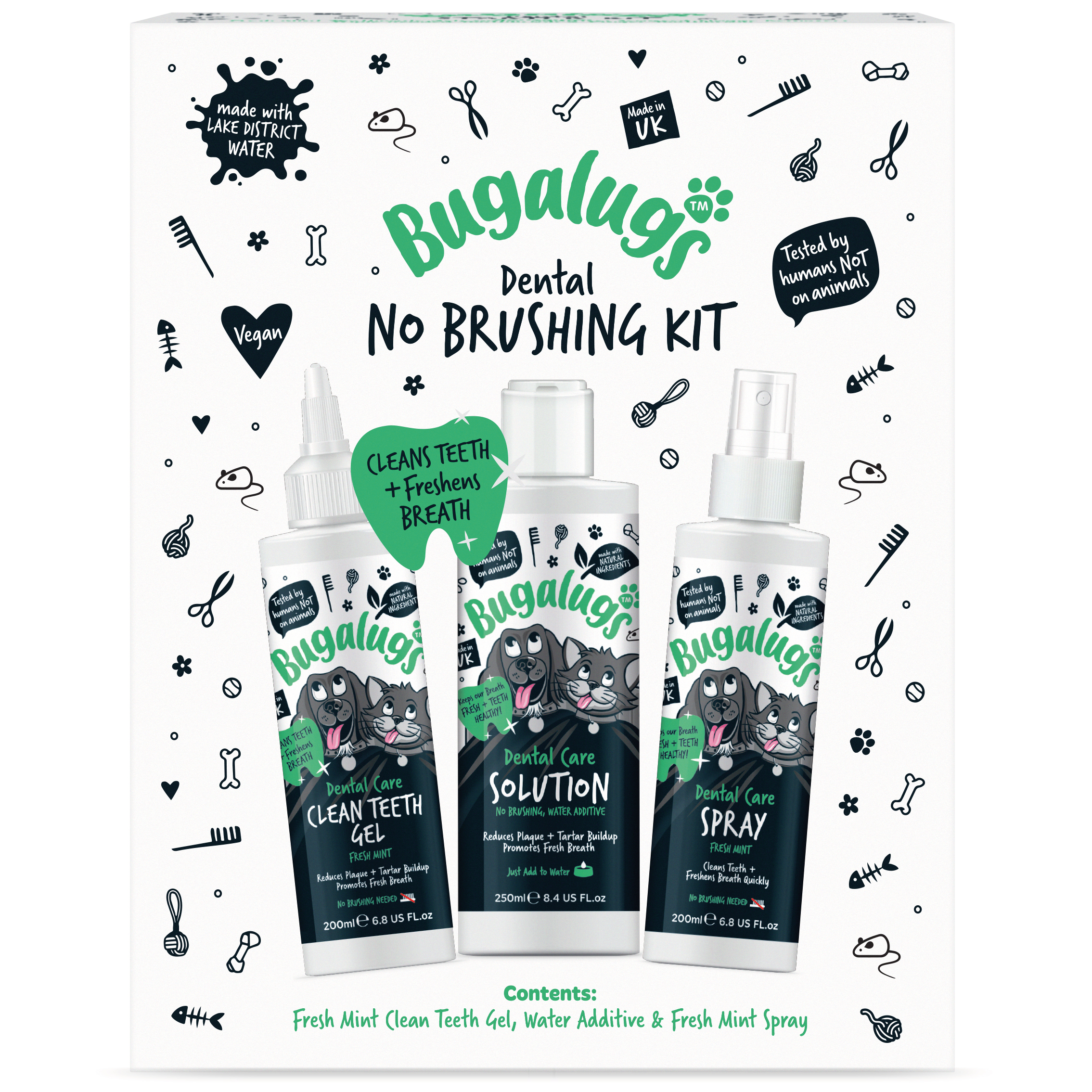 Bugalugs Dental Care No Brushing Kit for Dogs & Cats