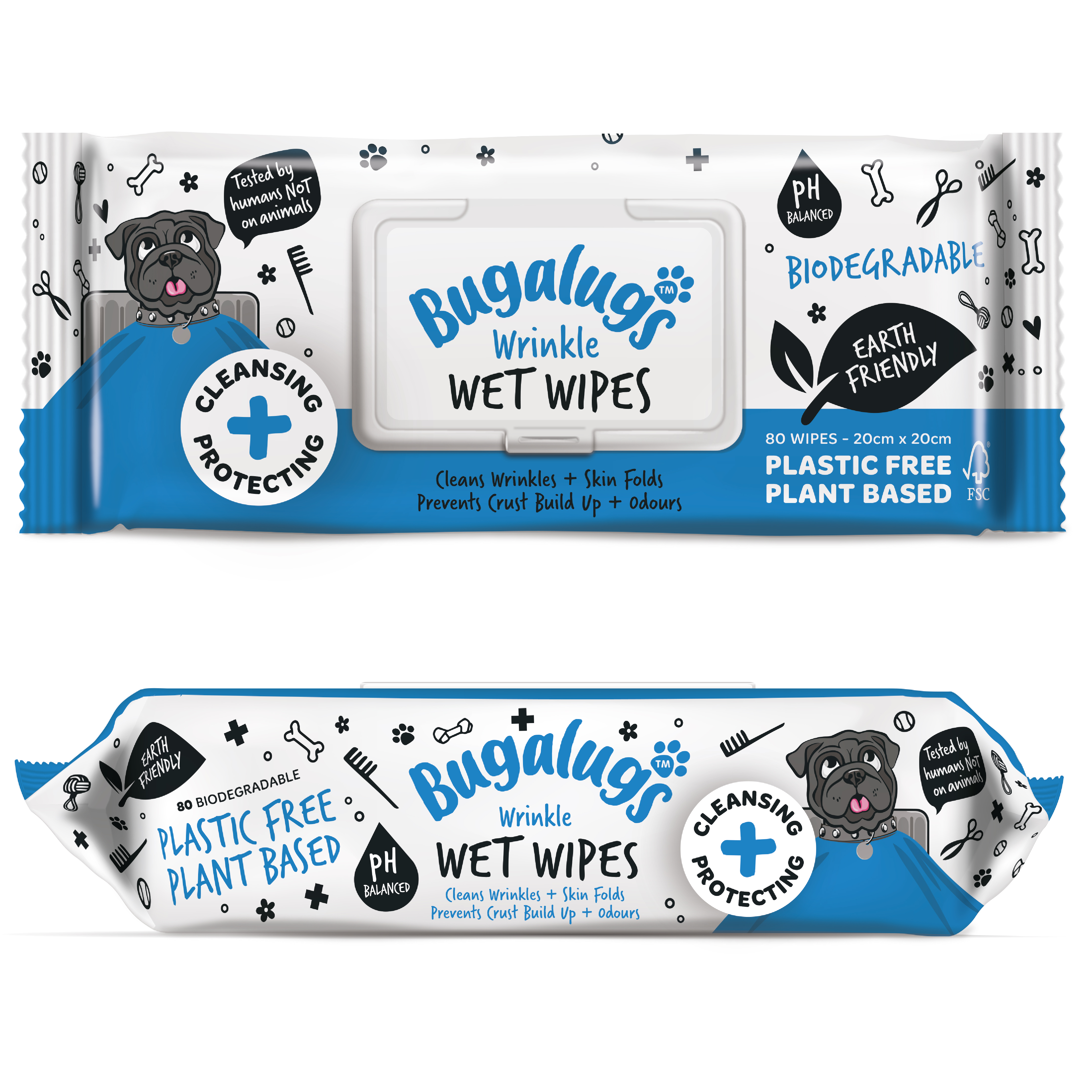 Bugalugs Wrinkle Biodegradable Pet Wipes