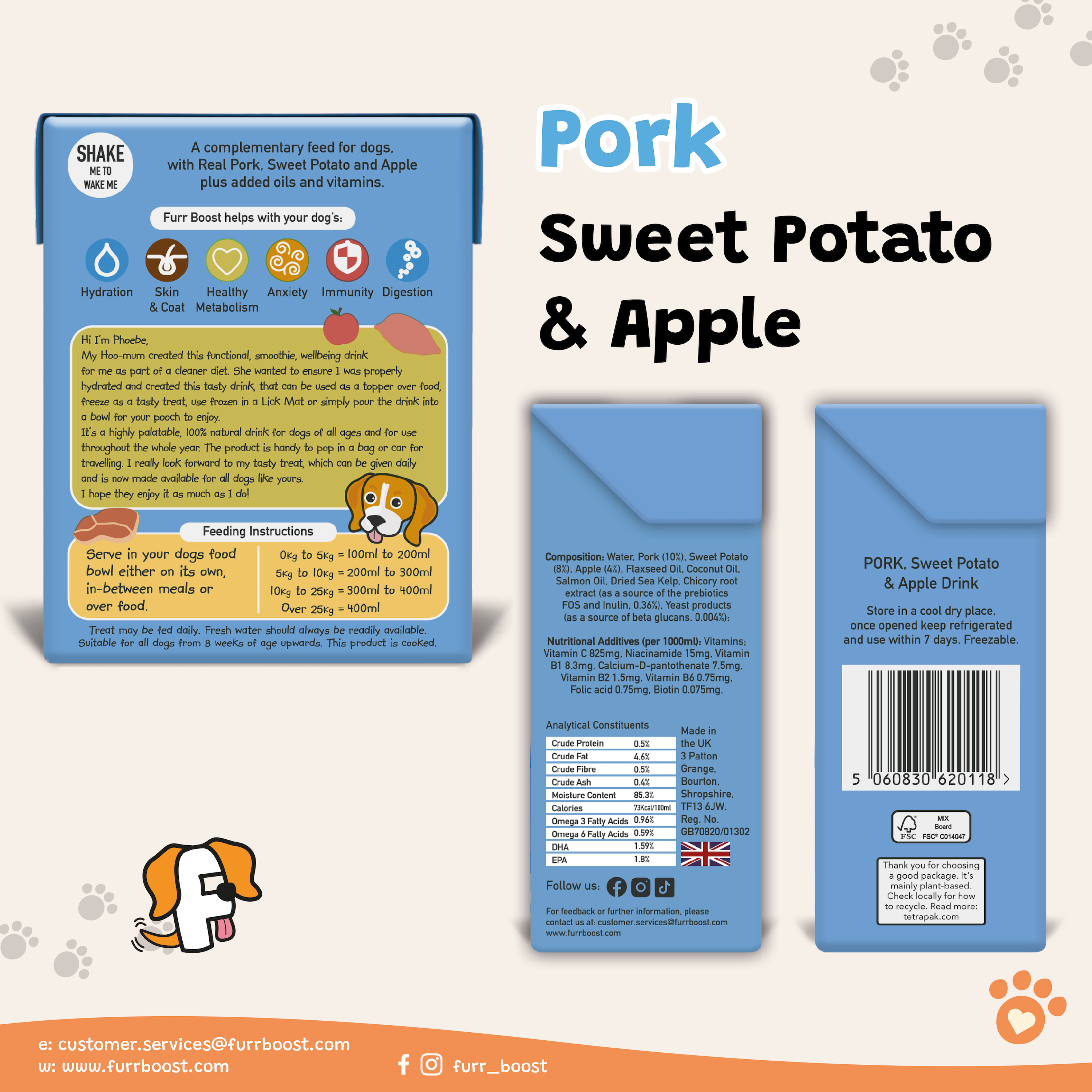 Furr Boost, Pork, Sweet Potato and Apple Dog Drink 400ml