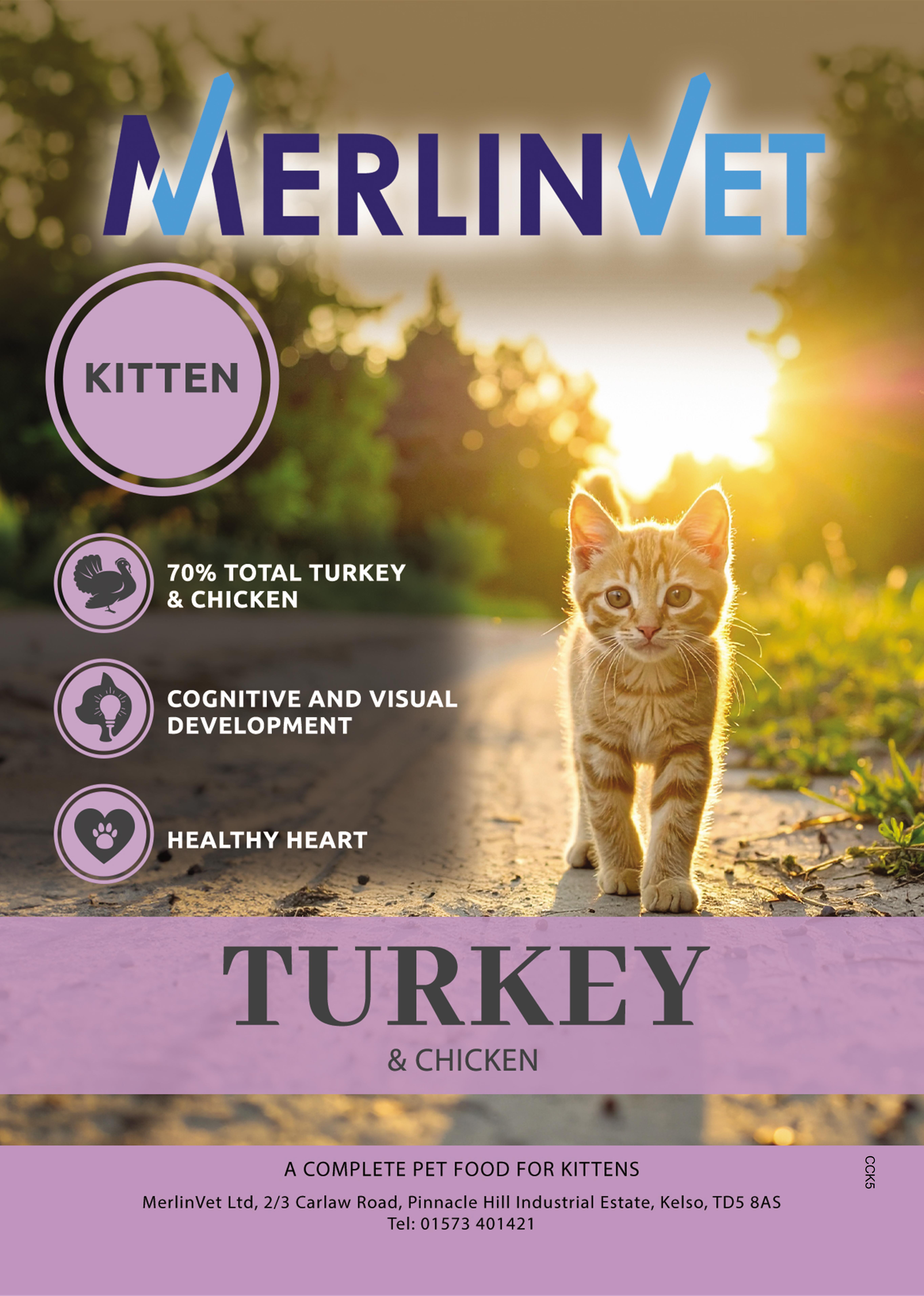 MerlinVet Premium Turkey and Chicken Kitten Food