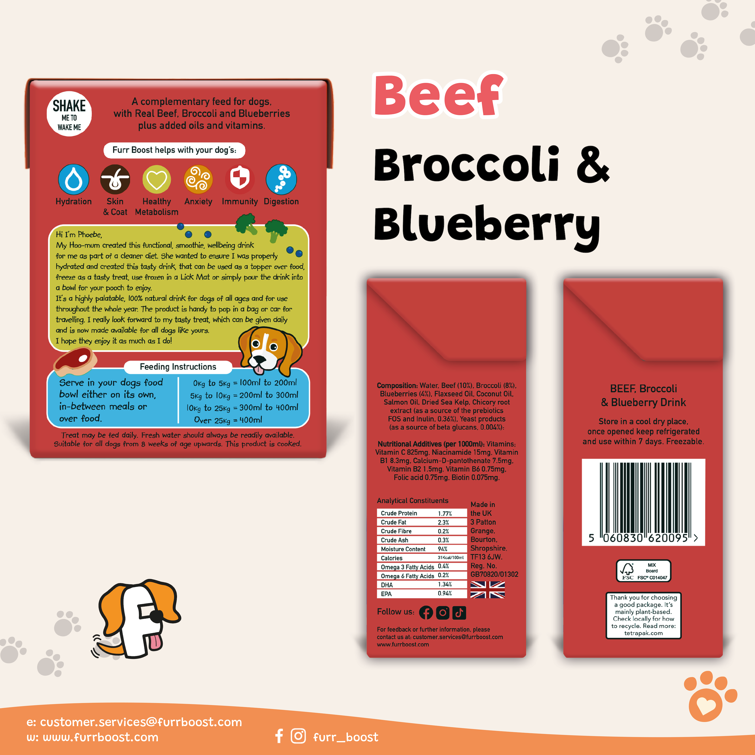 Furr Boost, Beef, Broccoli and Blueberry Dog Drink 400ml