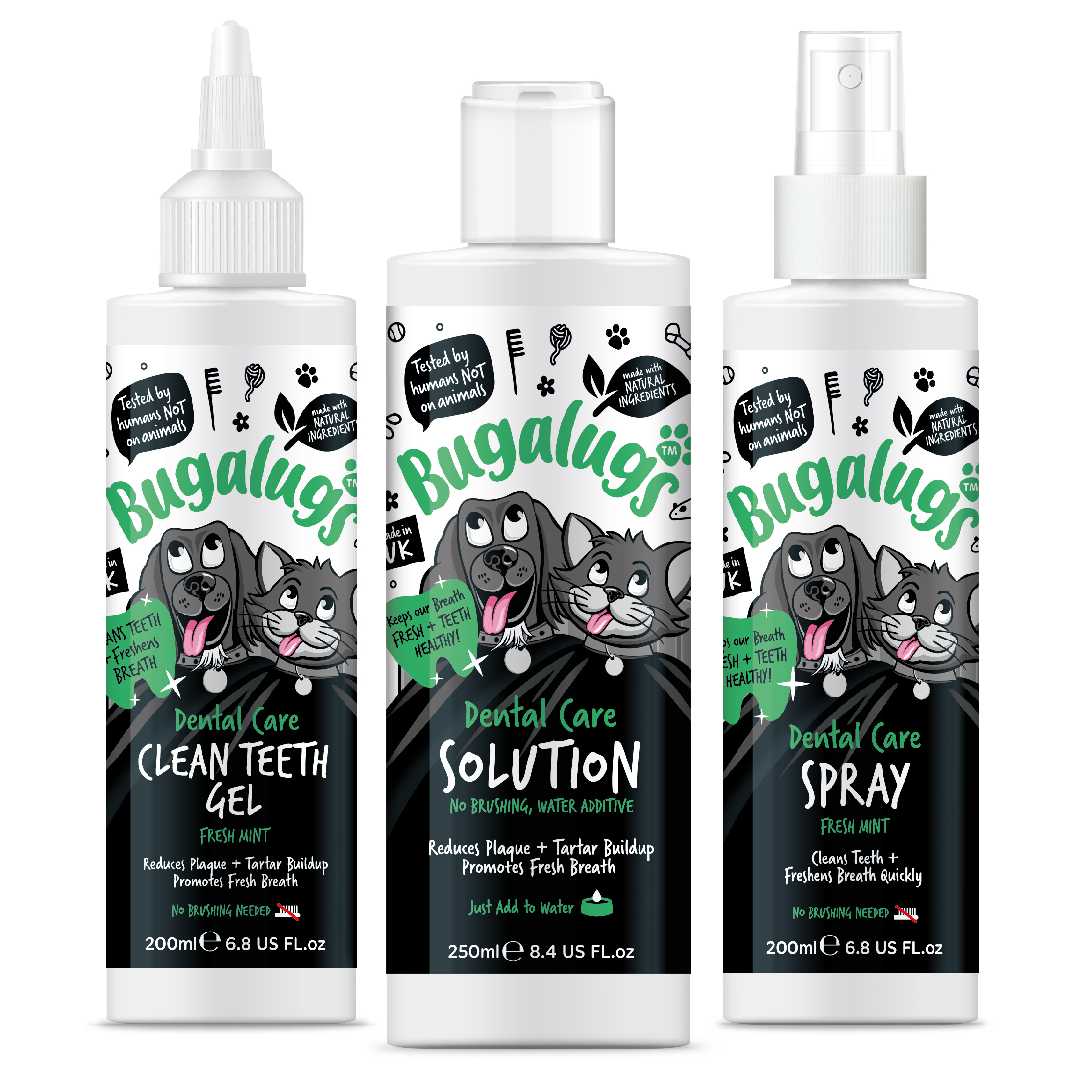 Bugalugs Dental Care No Brushing Kit for Dogs & Cats