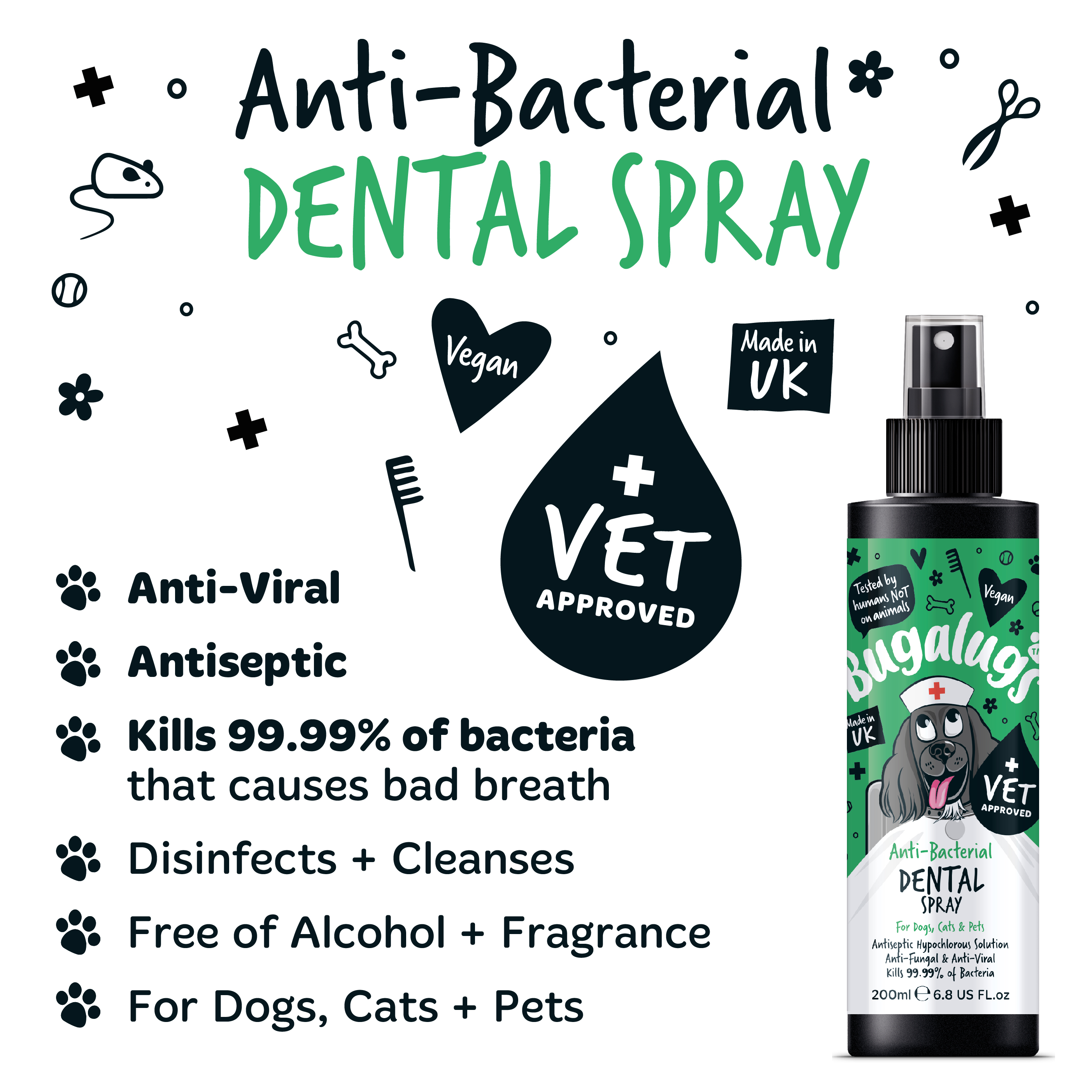 Bugalugs Anti-Bacterial Dental Spray 200ml