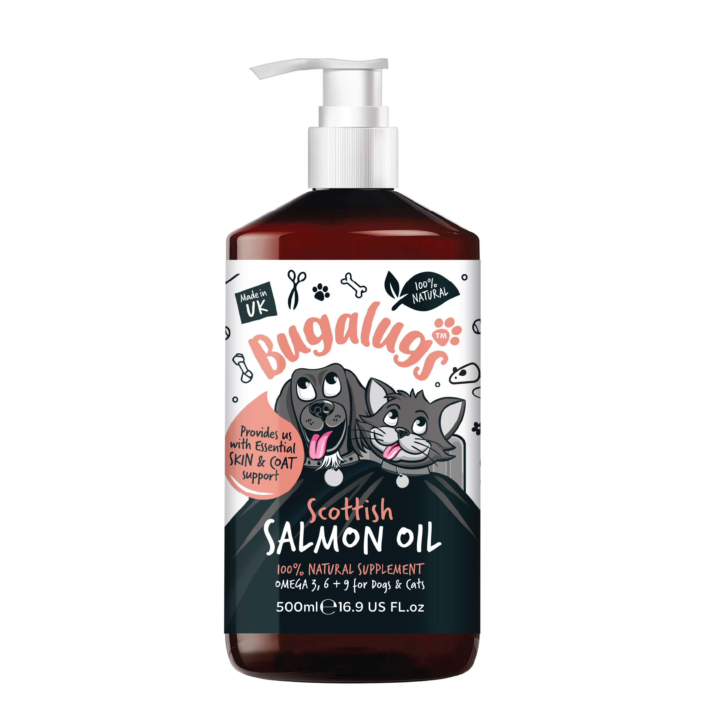 Bugalugs Scottish Salmon Oil 500ml for Dogs & Cats