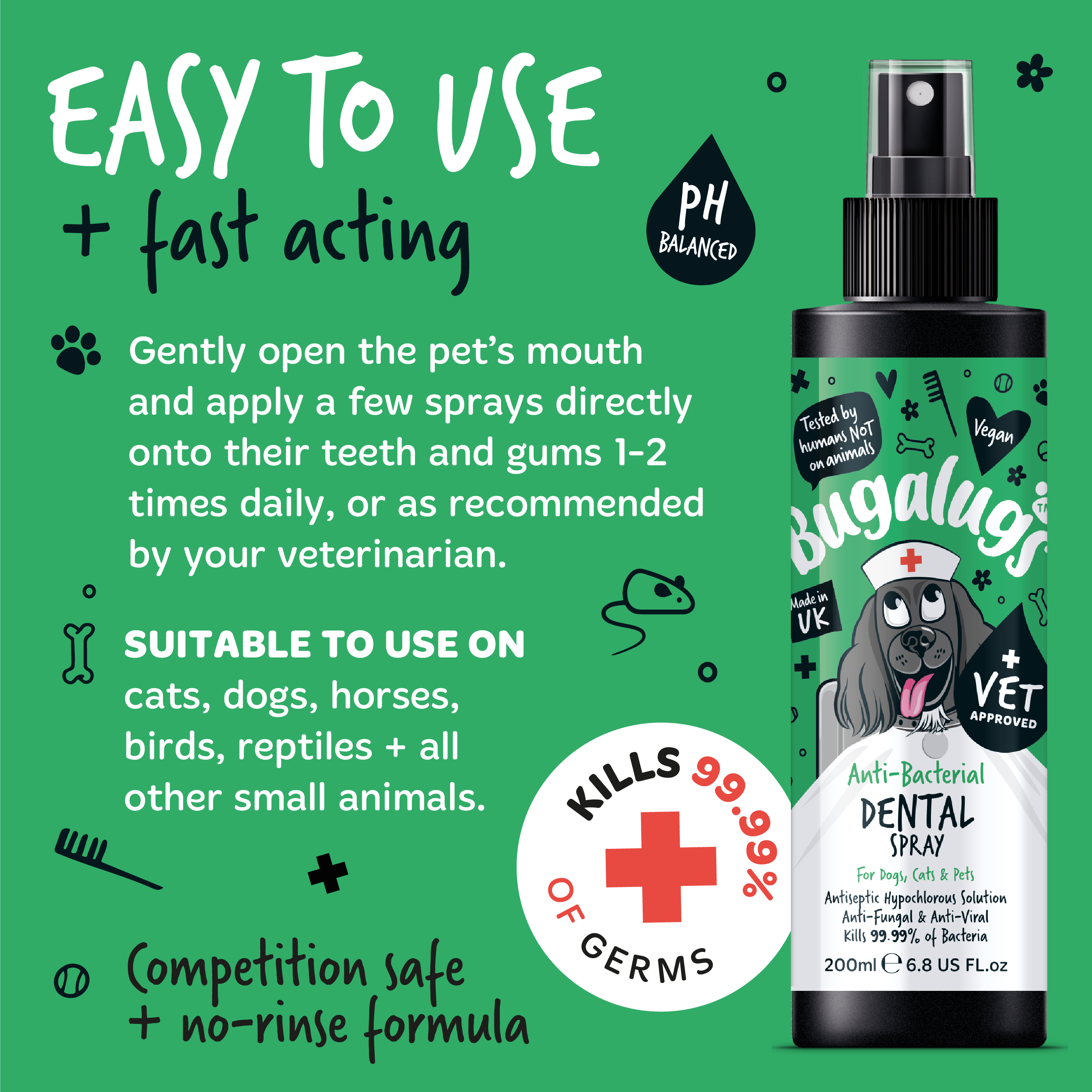 Bugalugs Anti-Bacterial Dental Spray 200ml