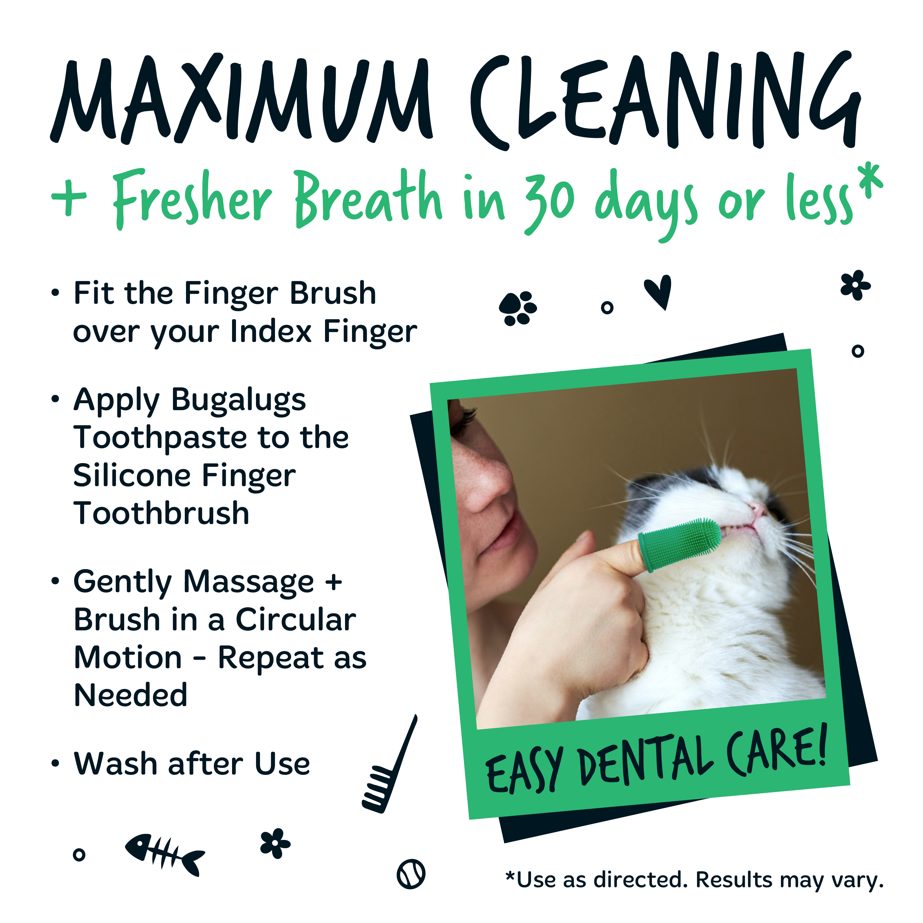 Bugalugs Silicone Finger Pet Toothbrush For Dogs & Cats